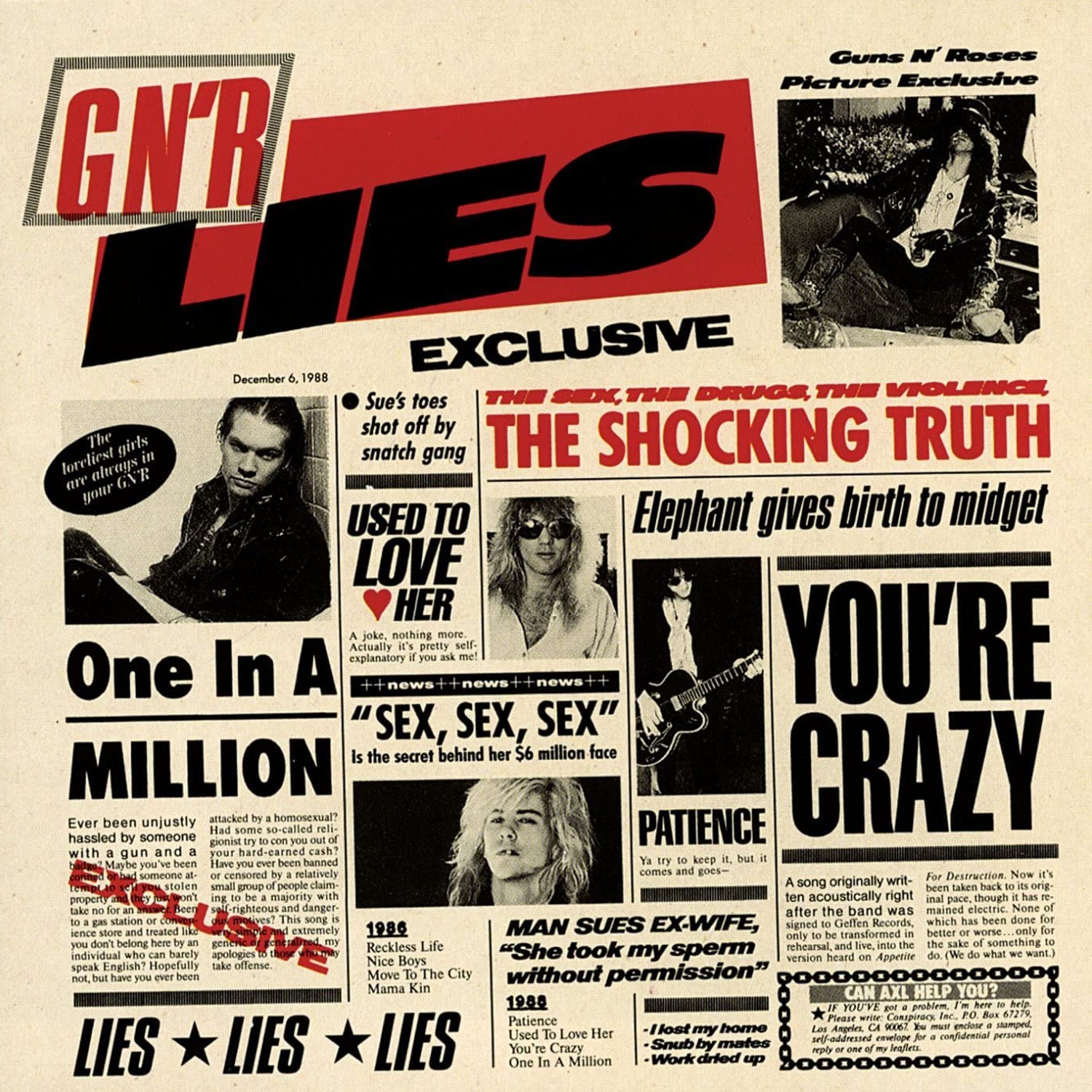 Read more about the article Godišnjica objavljivanja albuma G N’ R Lies hard-rock benda Guns N’ Roses